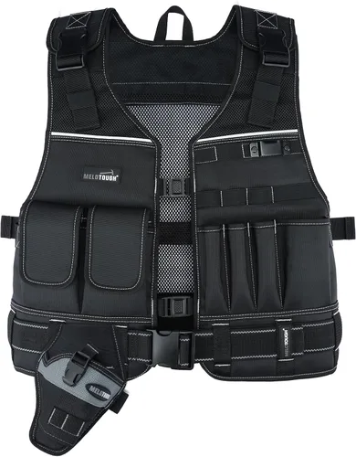 Miniatura 9 de MELOTOUGH Chaleco de herramientas para hombre con bolsillos y cinturón, chaleco de seguridad ajustable de múltiples bolsillos para electricista
