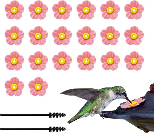 Miniatura 13 de 20 piezas de repuesto para comedero de colibríes con cepillo de limpieza, piezas de repuesto para alimentador de flores (morado)