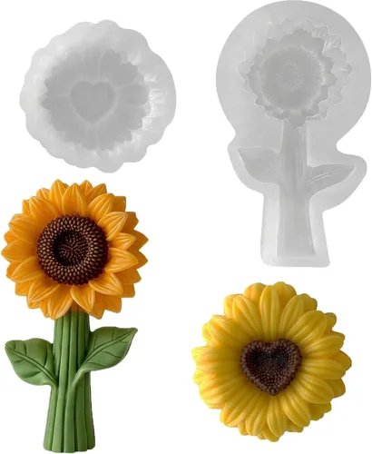 Miniatura 12 de Moldes de vela 3D de rosa y corazón, 2 moldes de silicona de San Valentín para jabones hechos a mano, regalos de velas, manualidades de resina, Mano