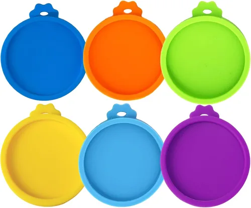 Miniatura 10 de Yobbai Tapas pequeñas para latas de comida para gatos de 3 onzas y 2.5 onzas, cubiertas de silicona de grado alimenticio, codificadas por colores 9