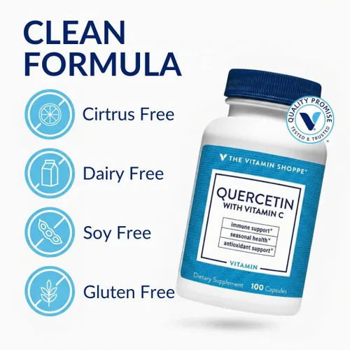 Miniatura 3 de The Vitamin Shoppe Brand Quercetin + C Citrus Free, 1400 mg de vitamina C y 500 mg de quercetina dihidrato, apoyo inmunológico, salud estacional