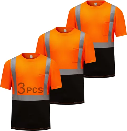 Miniatura 17 de Hi Vis - Camisetas de seguridad para hombre, reflectantes, de alta visibilidad, manga corta y larga, con bolsillo, paquete de 3 y 5