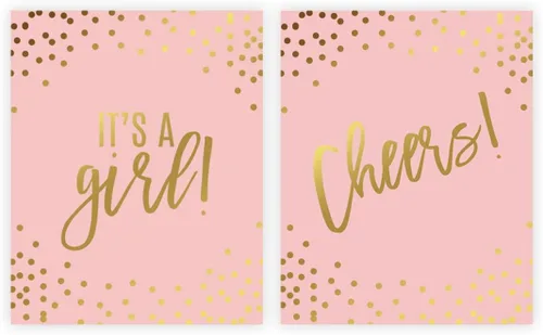 Miniatura 23 de Andaz Press Blush Rosa y Metallic Gold Confeti Lunares Baby Shower Party Collection Banderín colgante con cuerda, Baby Shower, 5 pies, 1 juego