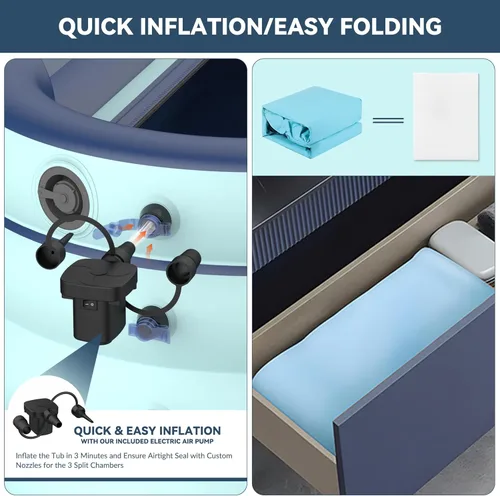 Miniatura 4 de Bañera inflable y alfombrilla de spa de burbujas - Bañera de hidromasaje portátil para adultos, equipada con una alfombrilla de burbujas
