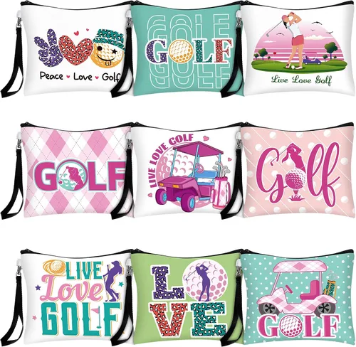 Skylety 9 bolsas de cosméticos de regalo de golf, bolsa de maquillaje, bolsa organizadora de artículos de tocador cosméticos, regalos de golf para