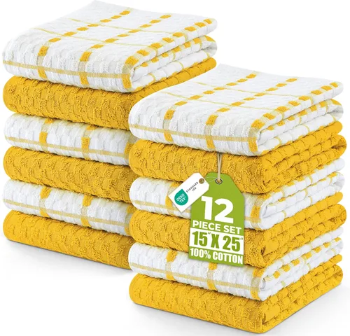 Miniatura 12 de Utopia Towels Kitchen - Juego de 12 toallas de cocina de 100 % algodón hilado en anillo de 15 x 25 pulgadas, súper suaves y absorbentes, juego