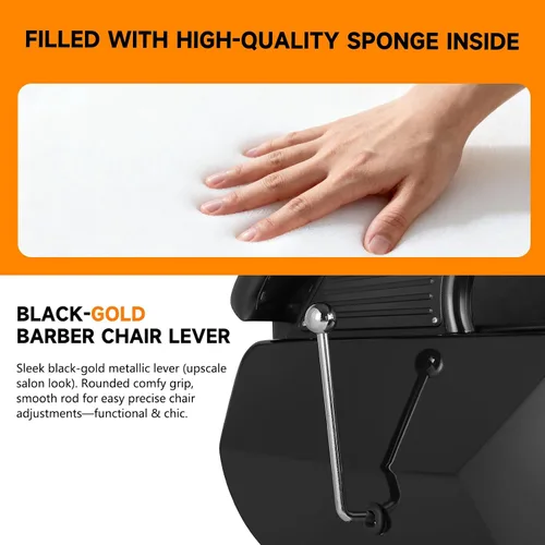 Miniatura 8 de Silla de peluquería hidráulica reclinable silla de peluquería sillas de peluquería silla de pelo 360 grados giratoria sillas de peluquería para Negro