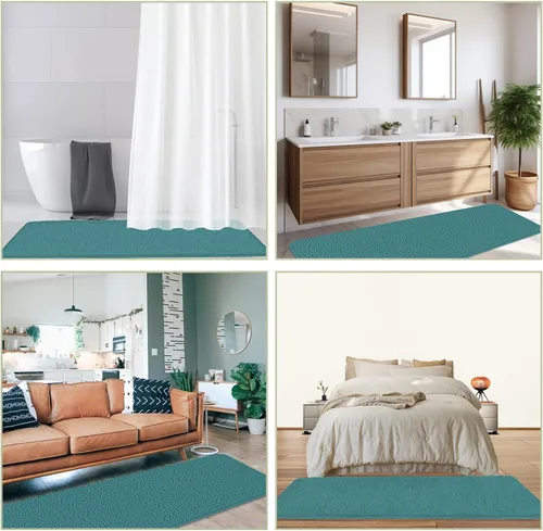Miniatura 587 de Alfombra de baño pequeña de 12 x 18 pulgadas, lavable y absorbente, antideslizante, alfombra de baño de felpilla gruesa y suave para baño, ducha
