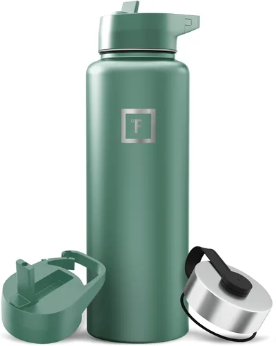 Miniatura 87 de IRON °FLASK Frasco de hidratación para acampar y senderismo con pajilla, botella de agua deportiva de acero inoxidable con aislamiento de boca Dark