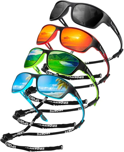 Miniatura 18 de KALIYADI Gafas de sol polarizadas para hombre, gafas de sol deportivas para conducir, ciclismo, pesca, con protección UV Negro mate/azul hielo/azul