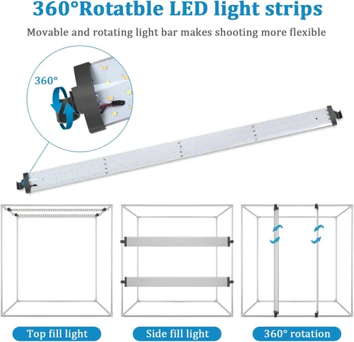 Miniatura 3 de Caja de estudio fotográfico, 32 x 32 x 32 pulgadas, caja de luz plegable portátil para fotografía, tienda de campaña con luces LED CRI95+ regulables