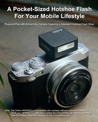 Miniatura 3 de Godox iM20 con difusor Godox Mini Flash - Flash de cámara GN10, 5 niveles de potencia, batería USB-C, 440 destellos de potencia completa, tiempo