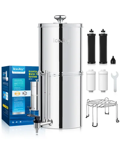 Miniatura 17 de Sistema de Filtración de Agua por Gravedad IceJoy 2.25 Galones - Sistema de Encimera de Acero Inoxidable 304, Reducción de Cloro, Certificación