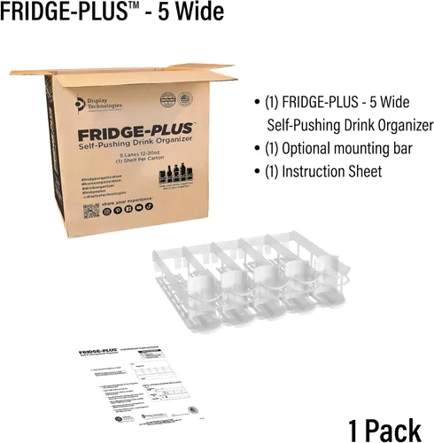 Miniatura 7 de Display Technologies, Fridge-Plus Organizador de bebidas para almacenamiento en el refrigerador, dispensador de latas de soda y organizador de latas