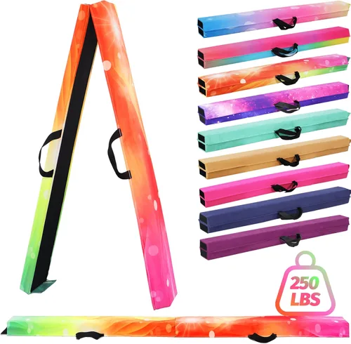 Miniatura 16 de Viga de equilibrio plegable de 6 pies/9 pies para niños de 3 a 15 años - Viga de suelo de gimnasia plegable, antideslizante, bolsa de transporte
