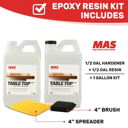 Miniatura 2 de Kit de resina epoxi MAS Table Top Pro, 1 galón, (0,5 gal parte A + 0,5 gal parte B) Resina transparente para fundición para manualidades DIY, artes