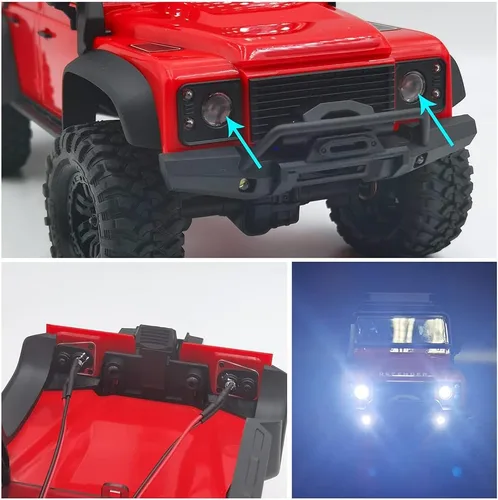 Miniatura 5 de RCHUBAM Luces LED delanteras y traseras para faros delanteros y traseros para 1/18 TRX4-M Defender RC Crawler