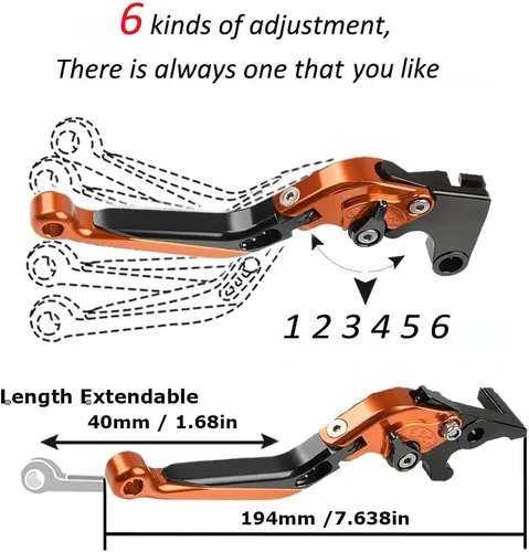 Miniatura 5 de Conjunto de palancas de freno y embrague Duke 125 390 plegables y extensibles CNC de aluminio para Duke 125 390 200 250 2011-2015 2017 2018 2019