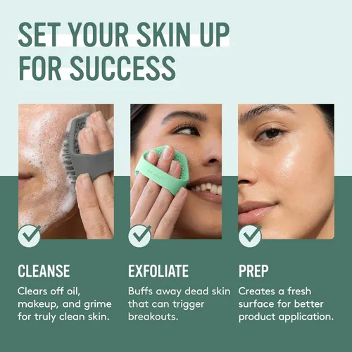 Miniatura 5 de Sud Scrub® Exfoliante facial de silicona antimicrobiana, 1 paquete, exfoliante facial suave para pieles sensibles, cepillo de limpieza facial Menta