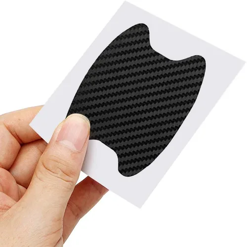 Miniatura 7 de KIMISS - 4 calcomanías antiarañazos para manija de automóvil, de fibra de carbono, universales, protectores de manijas de puerta, calcomanías