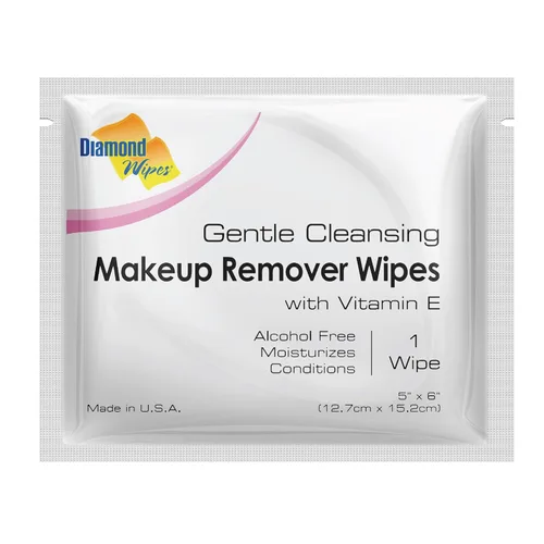 Diamond Wipes Toallitas limpiadoras faciales e impermeables, caja de 50 toallitas, toallitas sin alcohol con vitamina E