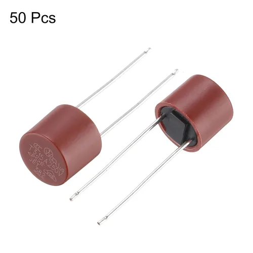 Miniatura 3 de uxcell 50pcs cilíndrico DIP montado en miniatura redondo lento micro fusible para piezas electrónicas PCB LCD reparación, T250mA 250mA 250V, rojo
