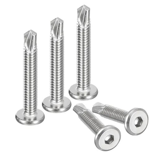 Miniatura 16 de uxcell Tornillos Autorroscantes de Hexágono Interior, 1/4 x 1-5/8" Tornillo de Perforación de Cabeza Plana de Chapa de Acero Inoxidable 410, 100