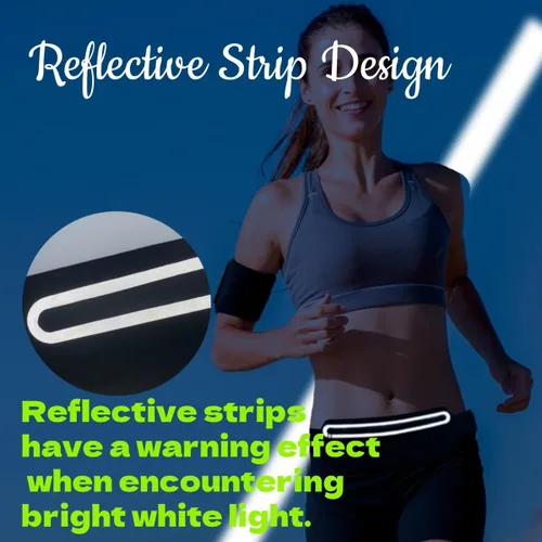 Miniatura 4 de Cangurera delgada con 3 bolsillos separados para mujeres y hombres, riñonera reflectante para correr, correr, caminar, ciclismo, campamento, Negro