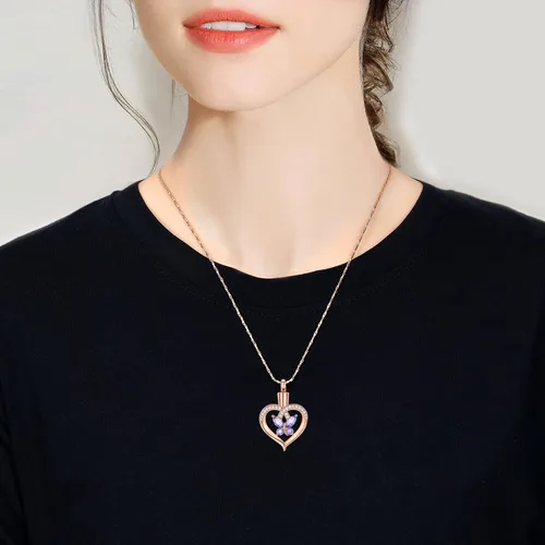 Miniatura 10 de Imrsanl Collares de urna de mariposa para mujeres y niñas, joyería de cremación con piedra natal, colgante para cenizas humanas, medallón