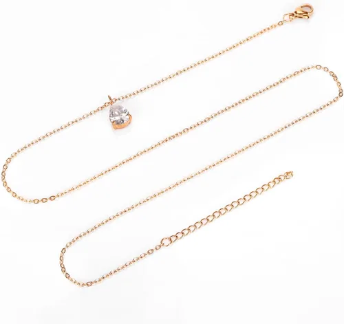 Miniatura 4 de 3 collares circulares de corazón con gotas de agua para mujer, collares delicados para mujer, collares modernos de acero inoxidable