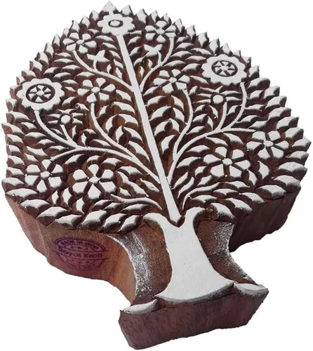 Miniatura 24 de Sello de madera de arcilla Patrón de árbol grande Bloque de impresión grande