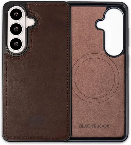 Miniatura 12 de BLACKBROOK Funda de piel de alta calidad a presión compatible con Samsung Galaxy S24, elegante funda de cuero de grano completo con la máxima
