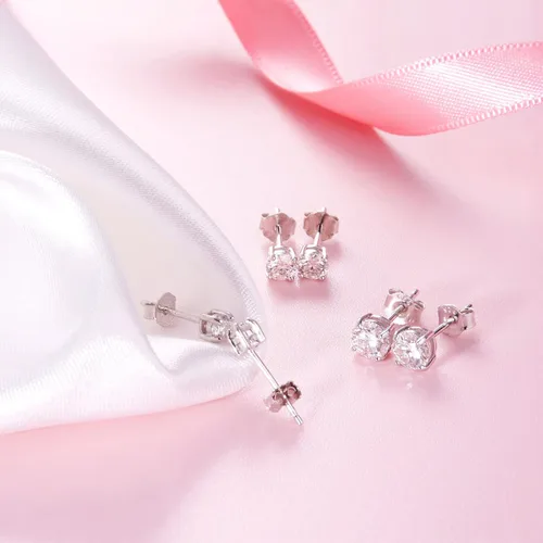 Miniatura 5 de Aretes de moissanita de diamante para mujer 0.6-4 quilates, color DF, hipoalergénicos, 0.3fl oz, plata de ley 925 chapada en oro blanco real, aretes