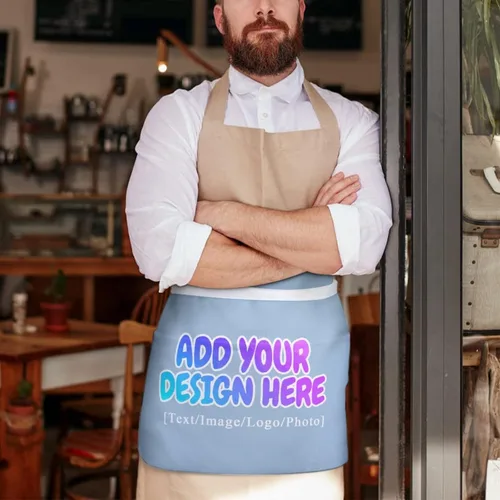 Miniatura 163 de AXKEUDO Delantal personalizado con bolsillos, delantales de cintura para camarera para cocinar en casa, restaurante, servir trabajo
