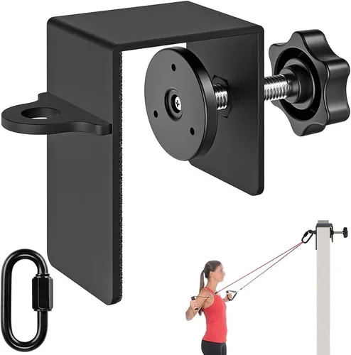 SELEWARE Anclaje de puerta para bandas de resistencia, gimnasio en casa, entrenamiento, accesorio de montaje en puerta para correas de peso A. Negro