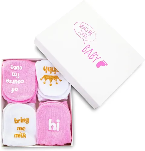 Miniatura 7 de Juego de calcetines de regalo para bebé niña regalo único para bebé o recién nacido para ella 4 pares de bonitas citas en caja de regalo
