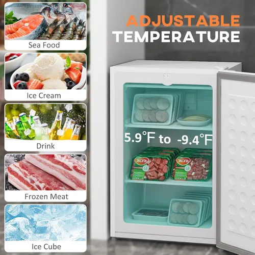 Miniatura 4 de HOMCOM - Congelador mini de mostrador de 3 pies cúbicos, congelador compacto vertical con estantes removibles, puerta reversible para el hogar