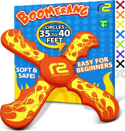 Miniatura 10 de Juguetes al aire libre para niños Boomerang – Divertidos regalos para niños de 6 años y juguetes voladores suaves para niños de juego en interiores
