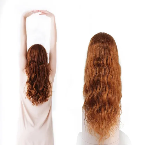 Miniatura 6 de Pelucas de cabello humano ondulado con encaje frontal, nudos blanqueados previamente despuntados con abuelitos, sin pegamento, 13 × 4, cabello