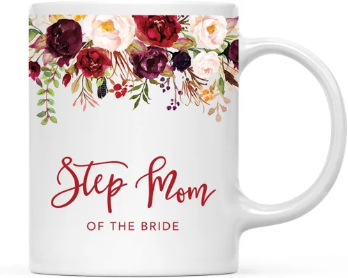 Miniatura 33 de Andaz Press Taza de té de cerámica para el día de la madre, regalo de 9.5 fl oz, otoño, marsala, flores burdeos, rosas, flores, tía, 1 paquete