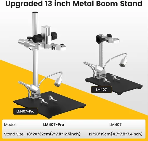 Miniatura 3 de Microscopio digital LM407 Pro HDMI para soldadura con soporte de brazo de pluma de 13 pulgadas, video UHD 2160P, cámara de microscopio electrónico