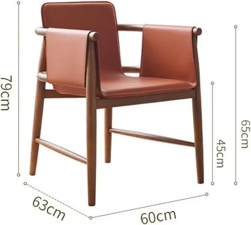 Miniatura 3 de sillas de comedor Silla de comedor de cuero Silla de comedor Ocio Madera maciza Sala de estar Back Ash Hotel Balcón Cocina moderna