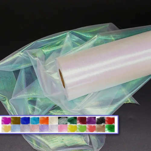 Miniatura 9 de Rollos de tela de tul de organza, organza cristal de 12" por 50 yardas (150 pies), carrete de malla de nailon transparente sedoso y brillante