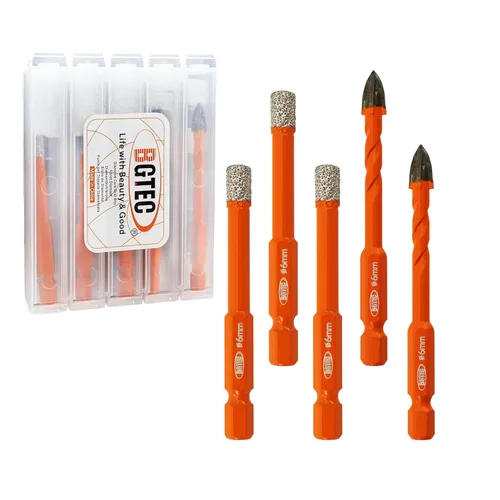 Miniatura 13 de BGTEC Juego de brocas de diamante 6 piezas - 5 mm*2+6 mm*2+8 mm con punta de destornillador PH2 para azulejos de porcelana, mármol, granito