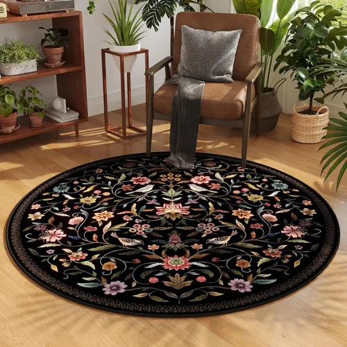 Miniatura 20 de Alfombra de entrada vintage con medallón floral de 2 x 3 pulgadas, lavable a máquina, alfombra de entrada de pelo bajo, suave, pequeña, alfombra