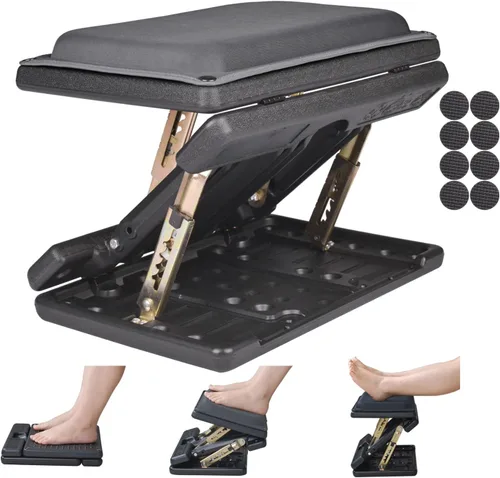 Miniatura 8 de Reposapiés para debajo del escritorio en el trabajo con 4 niveles de altura ajustable, reposapiés plegable ergonómico para oficina
