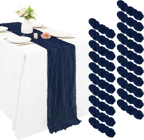 Miniatura 29 de 10 piezas de camino de mesa de estopilla en azul bebé 10 pies, camino de mesa de gasa para recepción de boda, despedida de soltera, fiesta