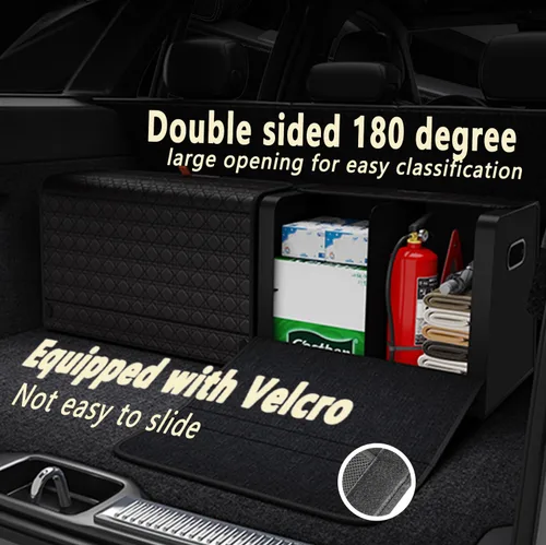 Miniatura 3 de GMQ Organizador de maletero de automóvil para SUV, organizadores de automóvil y almacenamiento con almacenamiento plegable, tapa magnética de gran
