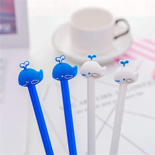 Miniatura 3 de Moda lindo colorido Kawaii encantador colorido animal pez ballena gel bolígrafos oficina escuela papelería pluma (8PCS)