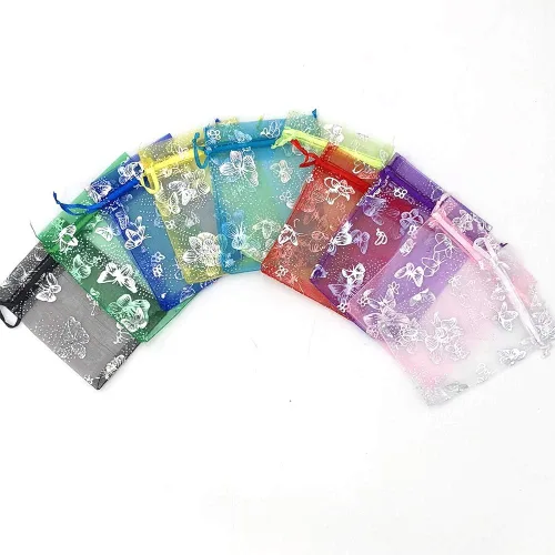 Miniatura 3 de Stratalife Pequeñas bolsas de organza para joyas con cordón, bolsitas de caramelos, recuerdos de fiesta, bolsas de golosinas de 3.54 x 4.72 Mezcla